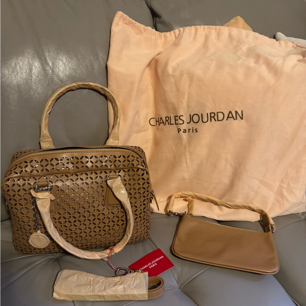 Charles Jourdan Tan Handbag Set